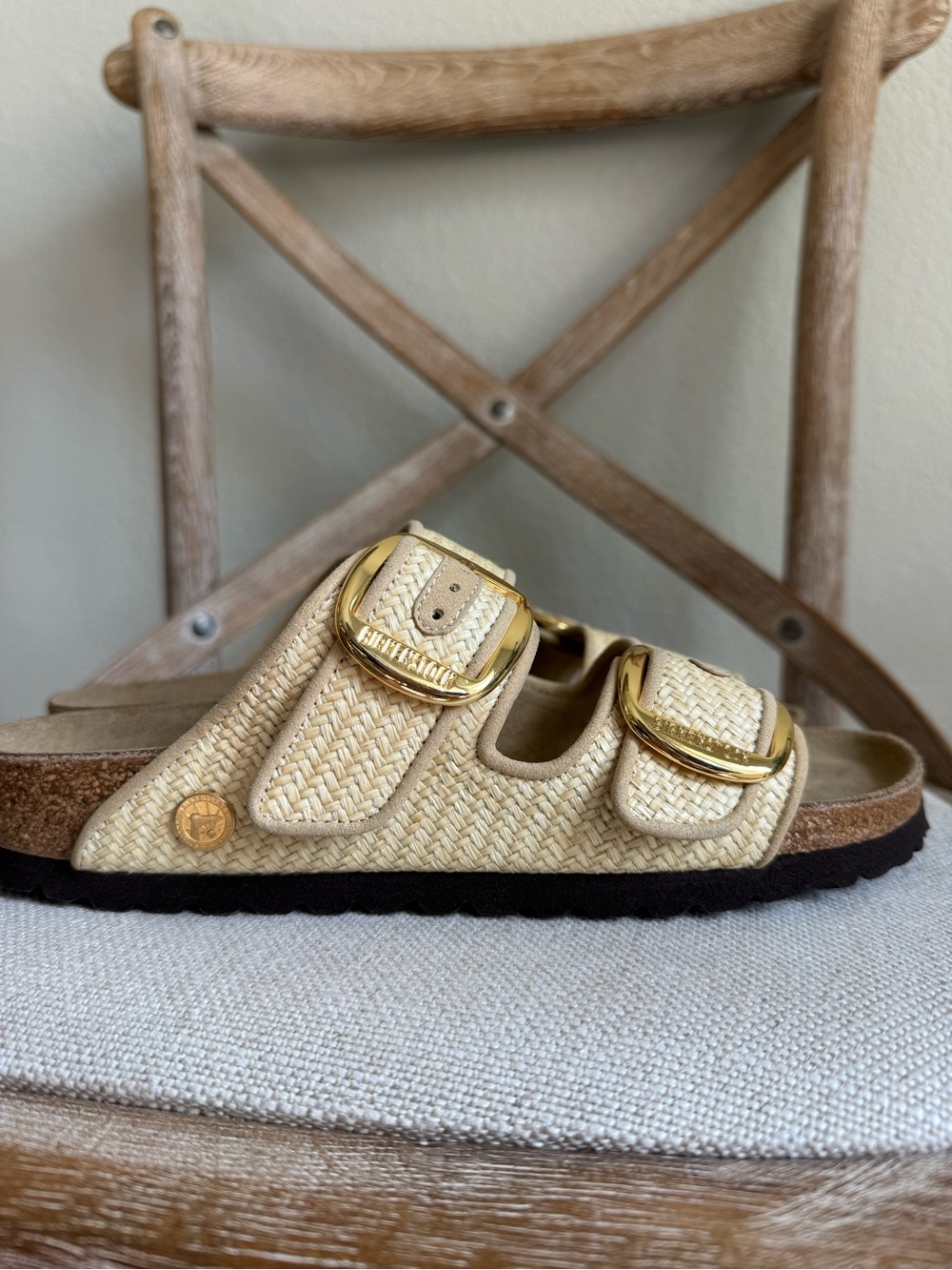 Birkenstock Arizona Raffia Big Buckle Sandals - Picture 4 of 7